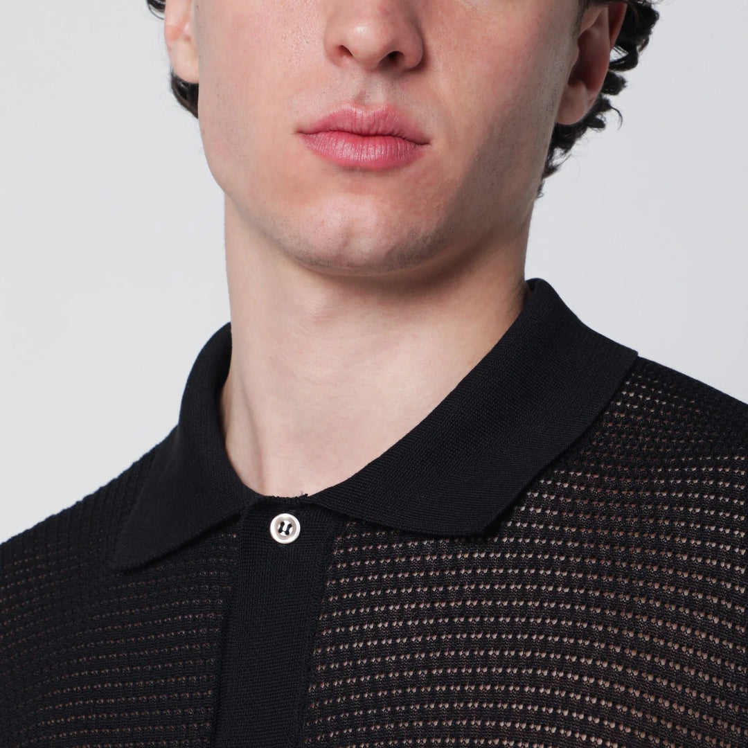 Tagliatore - Black openwork cotton cardigan