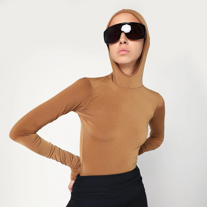 DARKPARK - Billie hooded top in caramel colour