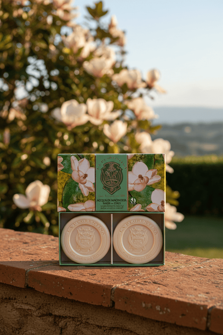 La Florentina Magnolia 2 Round Soaps 115g Brand 115g 2 Bar Soaps Gift Boxed