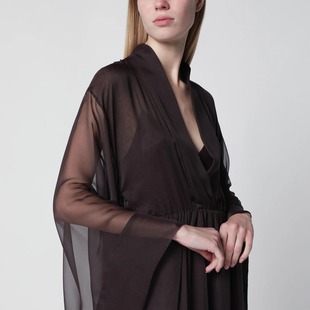 Alberta Ferretti - Long brown silk dress Brand Apparel & Accessories