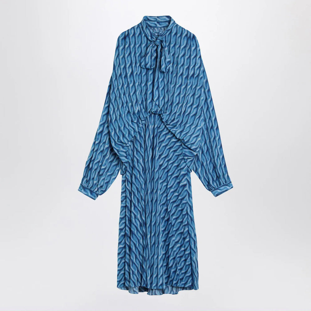 Balenciaga - Midi dress with bow and blue print Brand Apparel & Accessories 36  FR