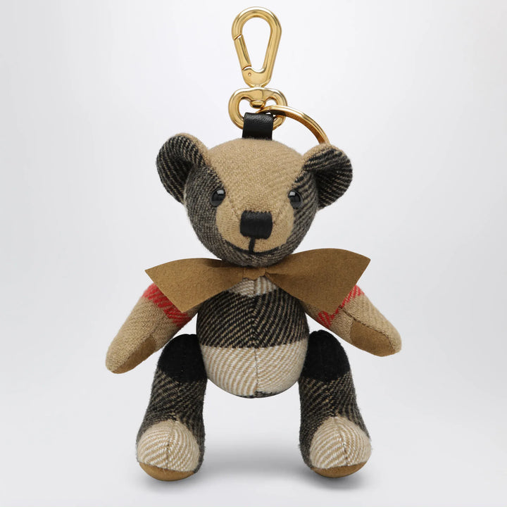 Burberry - Thomas teddy bear charm in check cashmere, beige Brand Apparel &amp; Accessories U