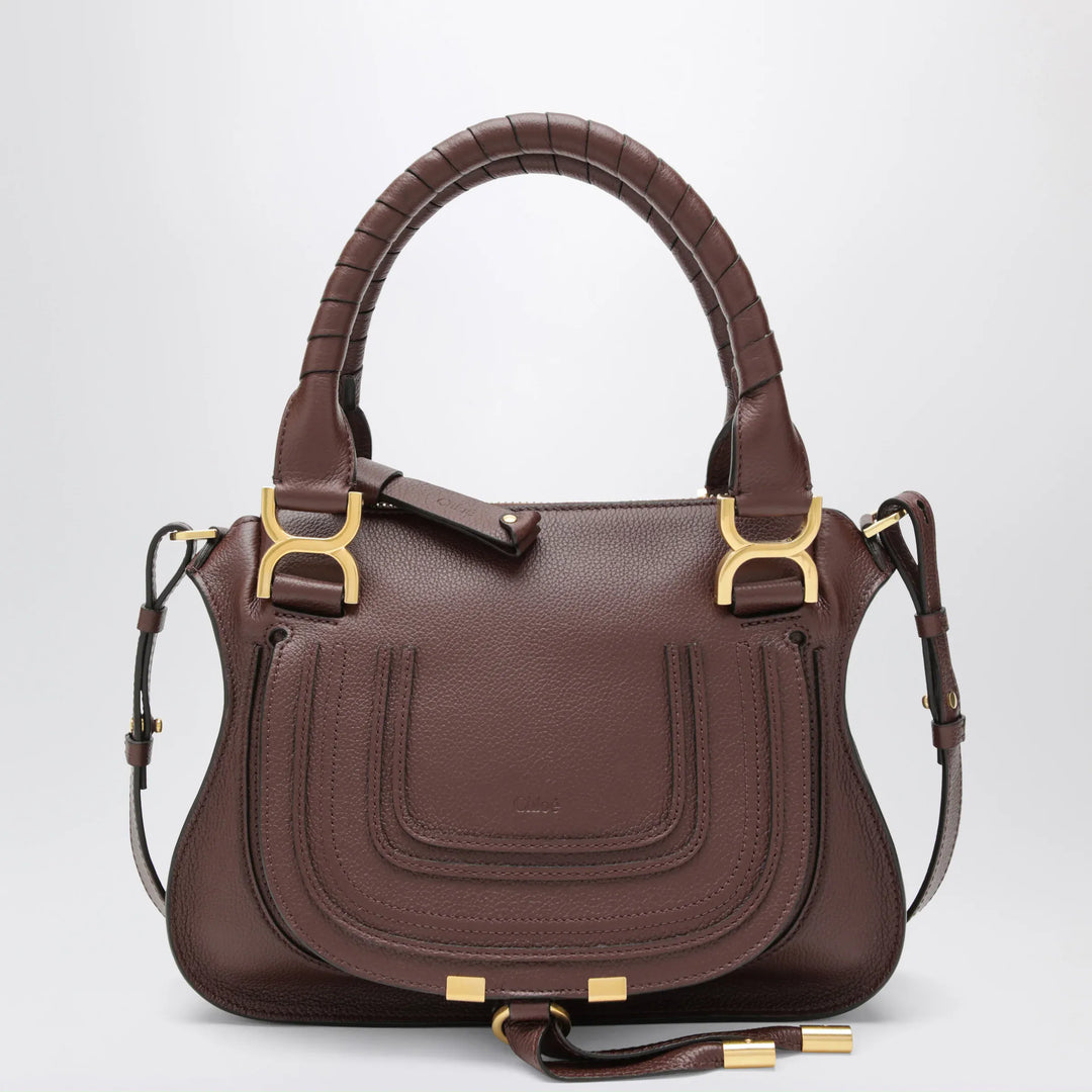 Chloé - Small brown Marcie handbag in leather Brand Apparel &amp; Accessories U