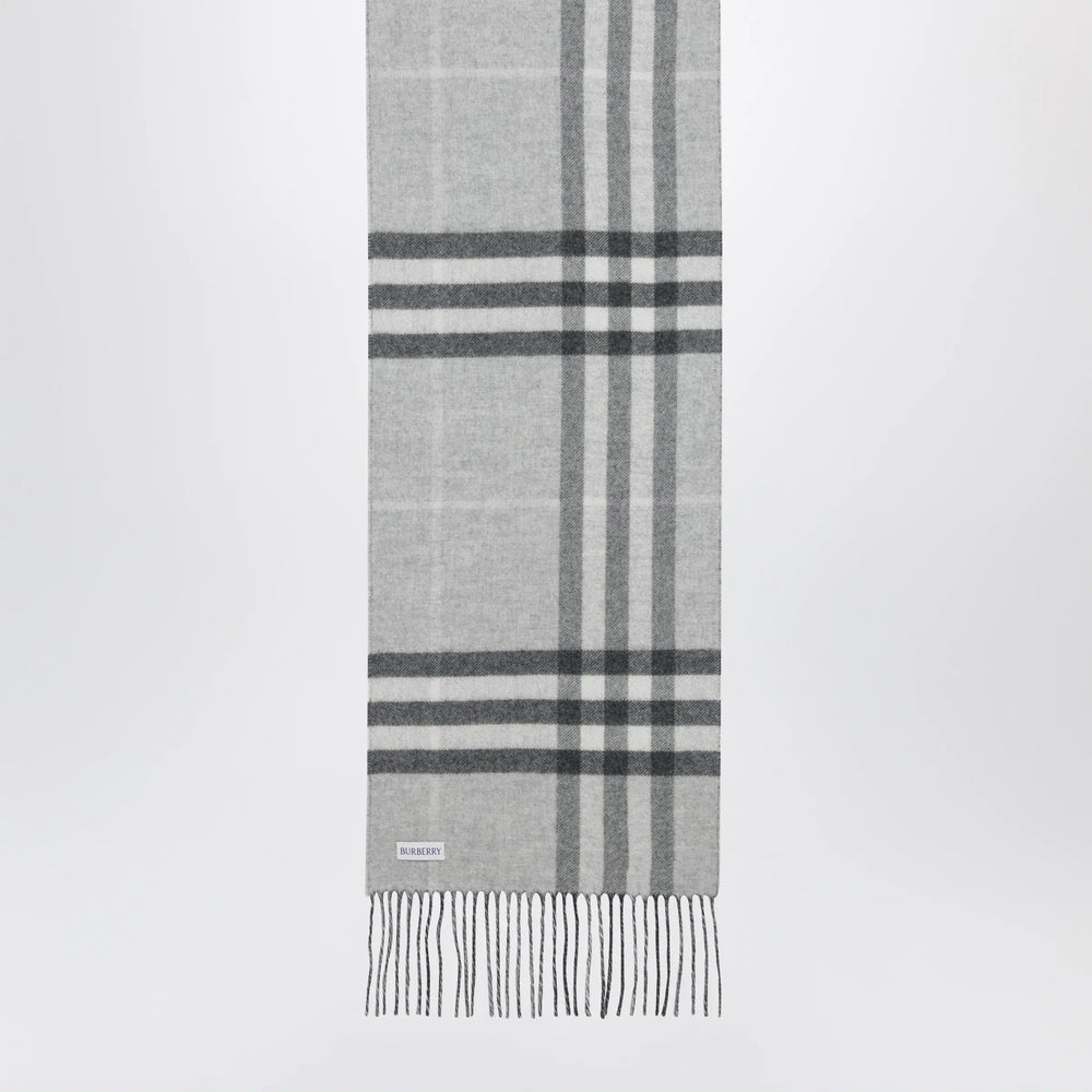 Burberry - Reversible Check cashmere scarf with EKD in grey Brand Apparel & Accessories > Clothing Accessories > Scarves & Shawls TU