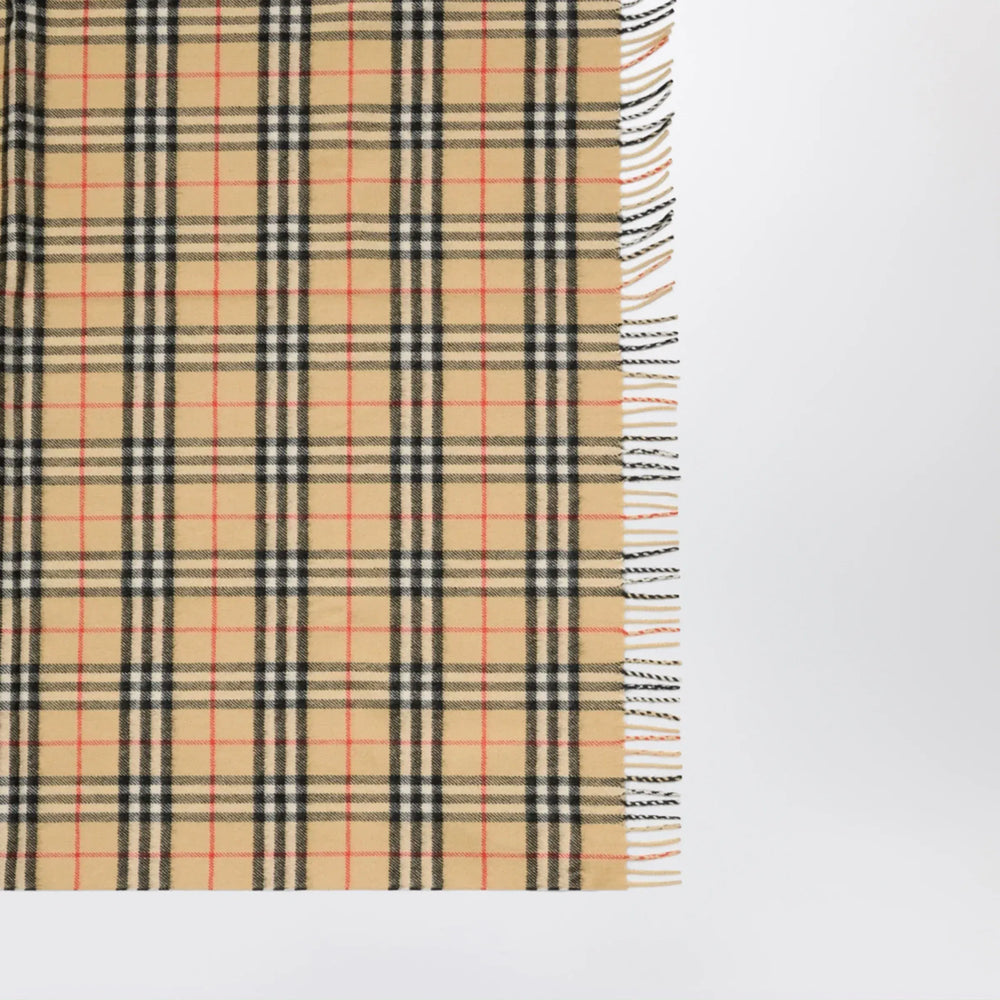 Burberry - Sand beige Check wool scarf Brand Apparel & Accessories > Clothing Accessories > Scarves & Shawls TU