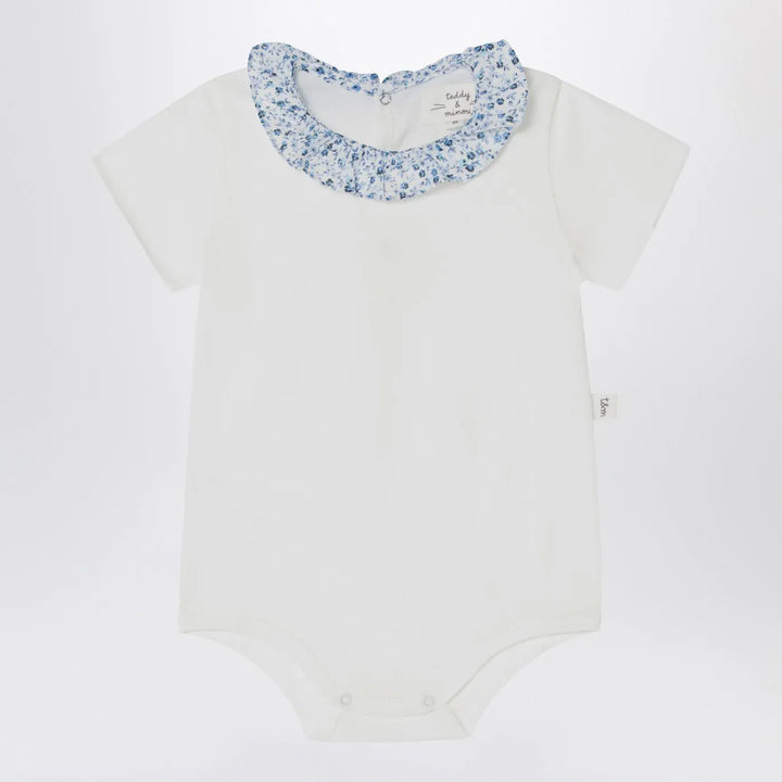 Teddy &amp; Minou - White romper with Liberty fabric collar Brand Apparel &amp; Accessories > Clothing > One-Pieces > Jumpsuits &amp; Rompers