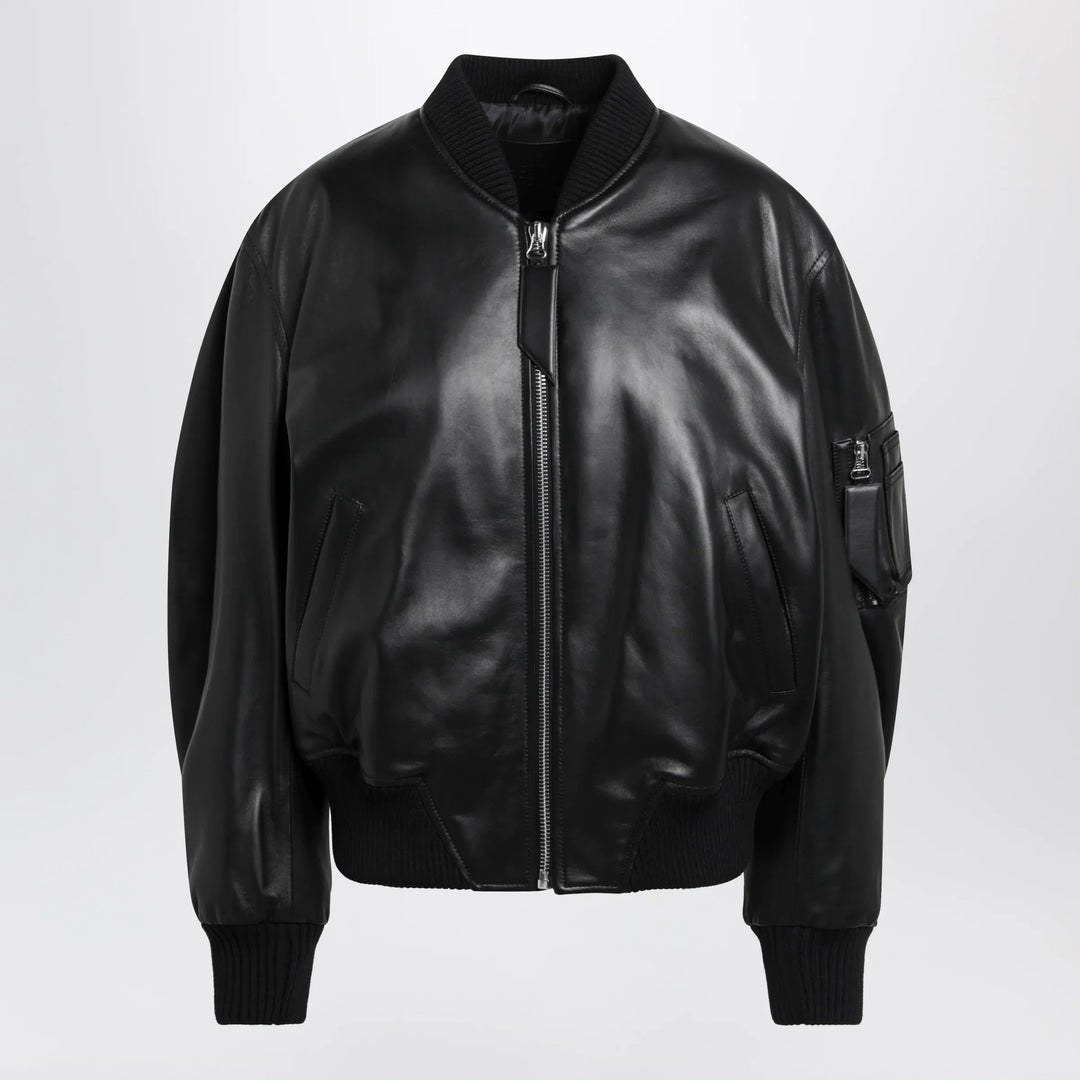The Attico - Anja bomber jacket in black leather Brand Apparel &amp; Accessories > Clothing > Outerwear > Coats &amp; Jackets 38  IT