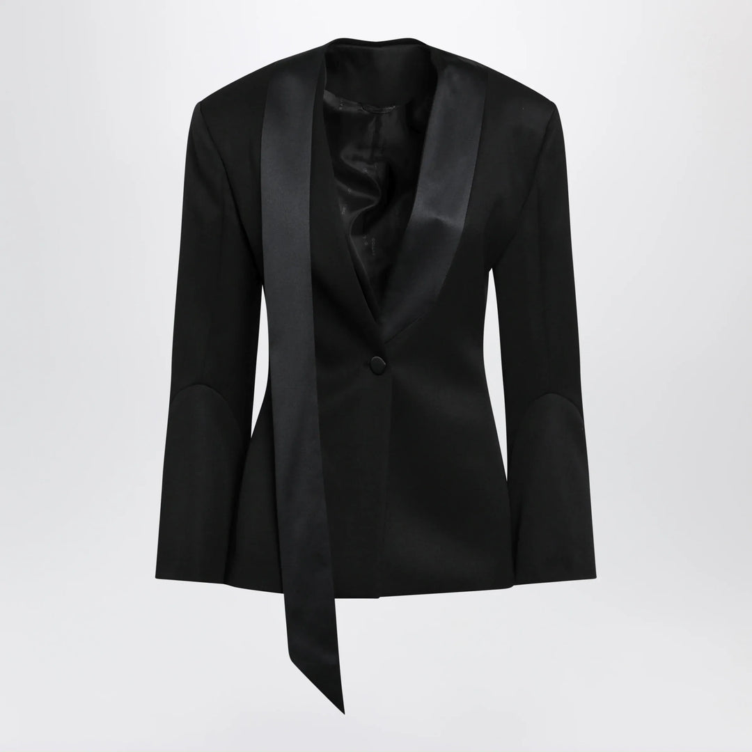 The Attico - Black virgin wool tuxedo jacket with satin lapels Brand Apparel &amp; Accessories > Clothing > Outerwear > Coats &amp; Jackets
