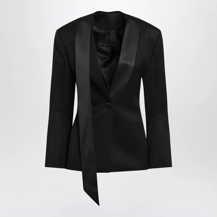 The Attico - Black virgin wool tuxedo jacket with satin lapels Brand Apparel &amp; Accessories > Clothing > Outerwear > Coats &amp; Jackets