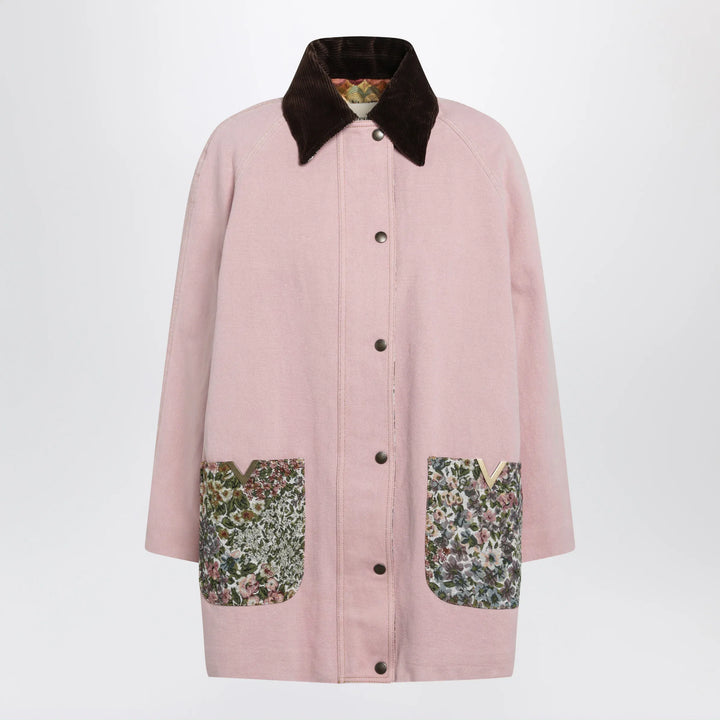 Valentino - Pink denim caban jacket Brand Apparel &amp; Accessories > Clothing > Outerwear > Coats &amp; Jackets 40  IT