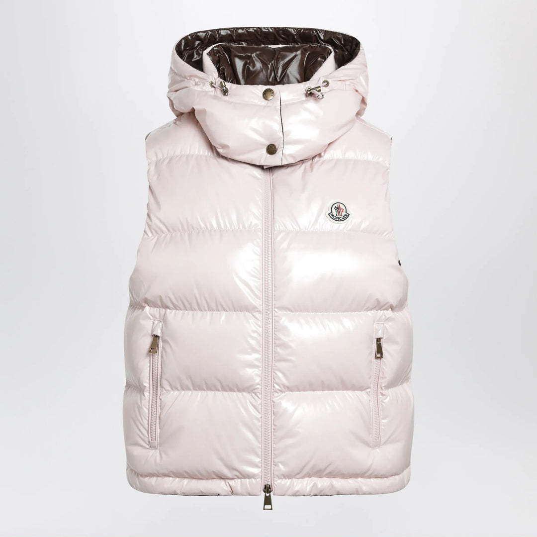 Moncler - Niverolle short down vest in nylon, pink Brand Apparel &amp; Accessories > Clothing > Outerwear > Vests