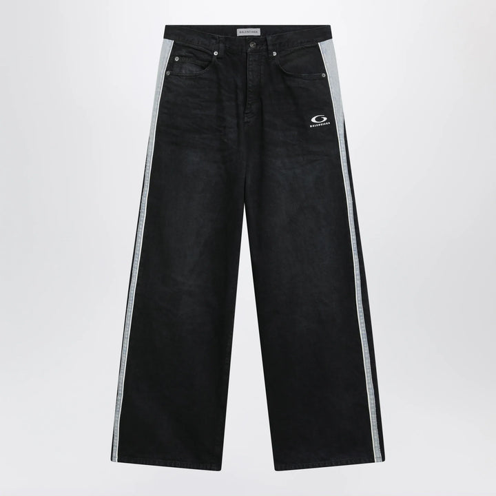 Balenciaga - Denim trousers with dark brown and black trims Brand Apparel &amp; Accessories > Clothing > Pants