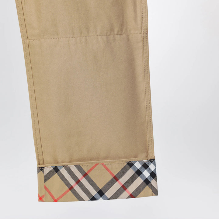 Burberry - Beige cuffed trousers with Check motif Brand Apparel &amp; Accessories > Clothing > Pants