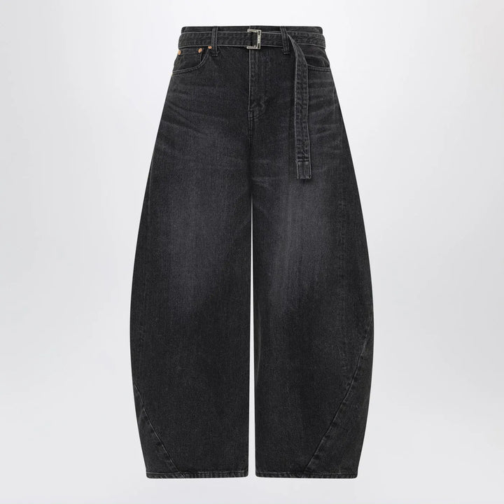 Sacai - Black wide-leg denim trousers Brand Apparel &amp; Accessories > Clothing > Pants