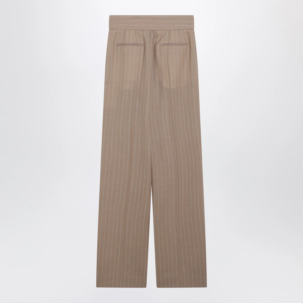 Valentino - Mud-colored pinstripe wool trousers Brand Apparel & Accessories > Clothing > Pants