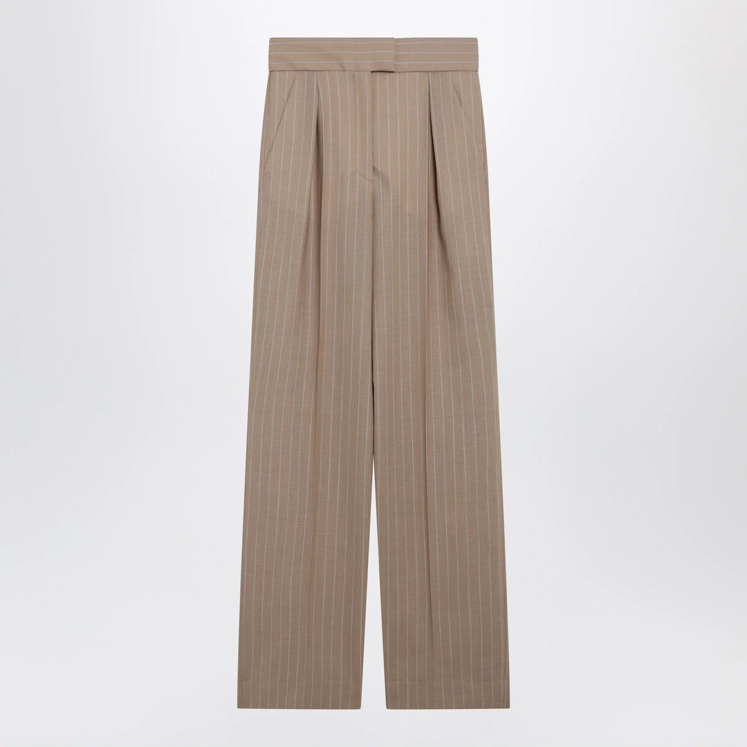 Valentino - Mud-colored pinstripe wool trousers Brand Apparel &amp; Accessories > Clothing > Pants 42  IT