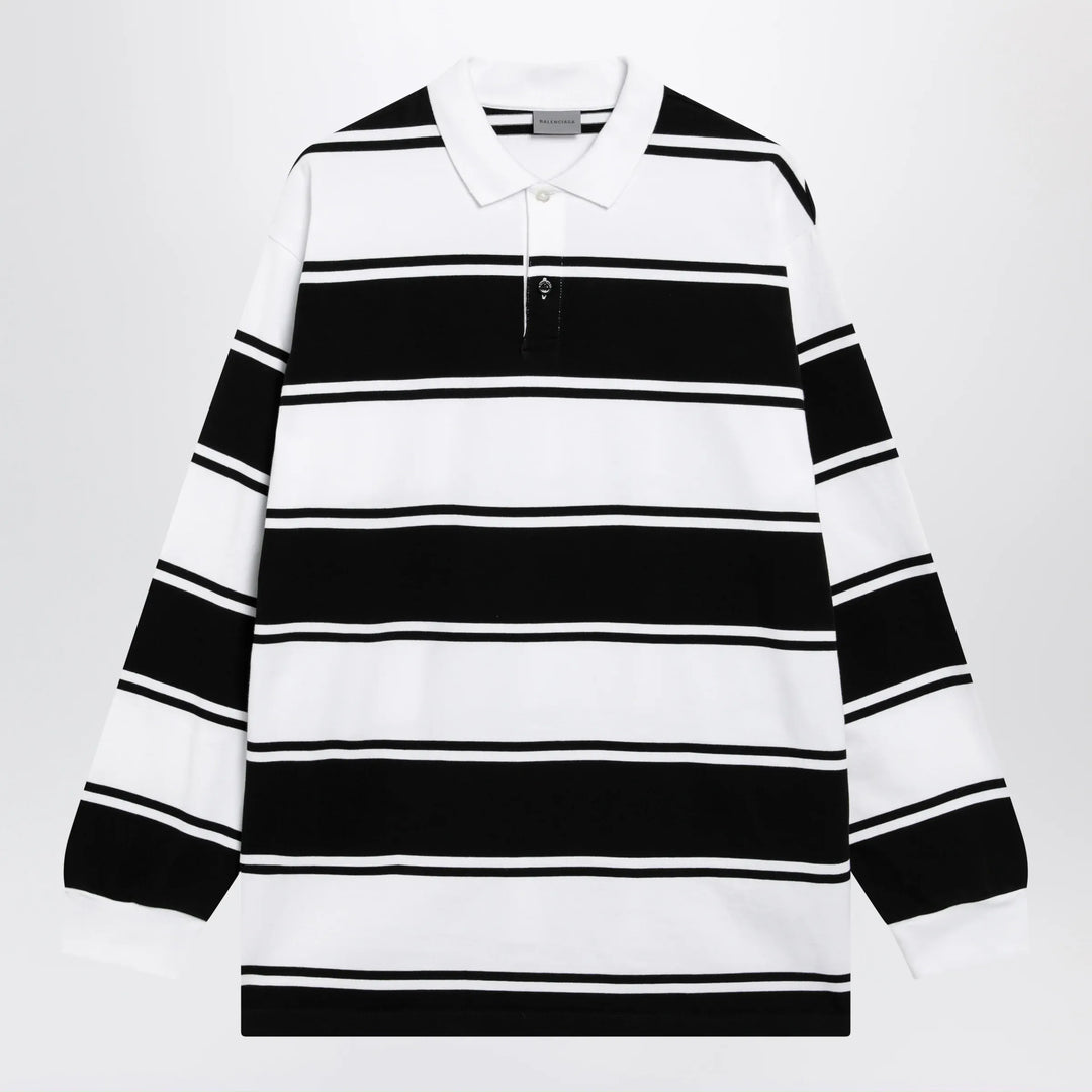 Balenciaga - Black/white striped cotton polo shirt Brand Apparel &amp; Accessories > Clothing > Shirts &amp; Tops S