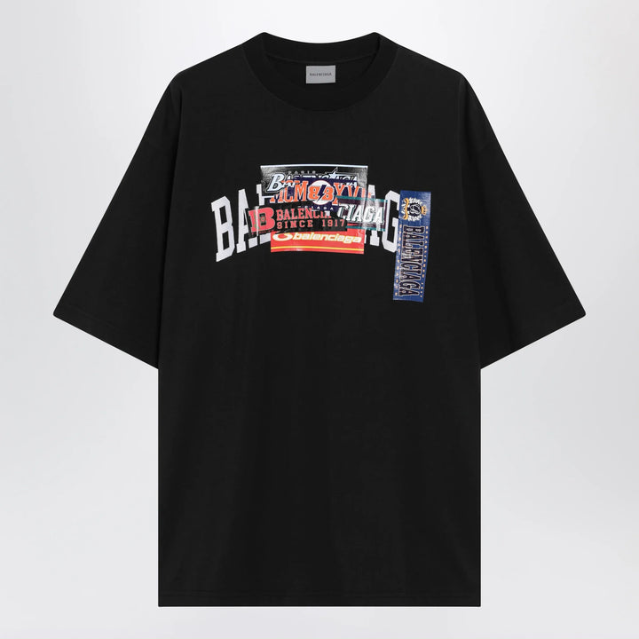 Balenciaga - Bumper Stickers medium-fit cotton T-shirt in black Brand Apparel &amp; Accessories > Clothing > Shirts &amp; Tops