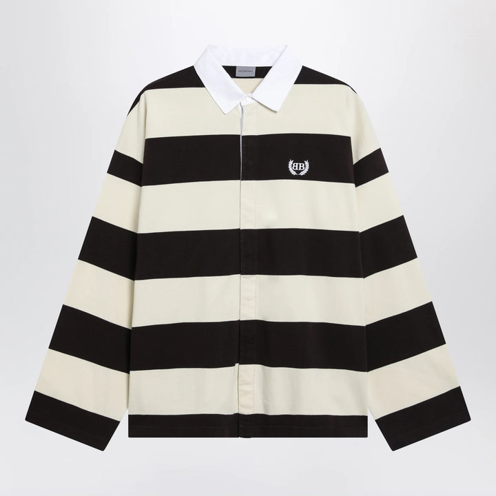 Balenciaga - Striped jersey polo shirt in cotton, brown Brand Apparel &amp; Accessories > Clothing > Shirts &amp; Tops