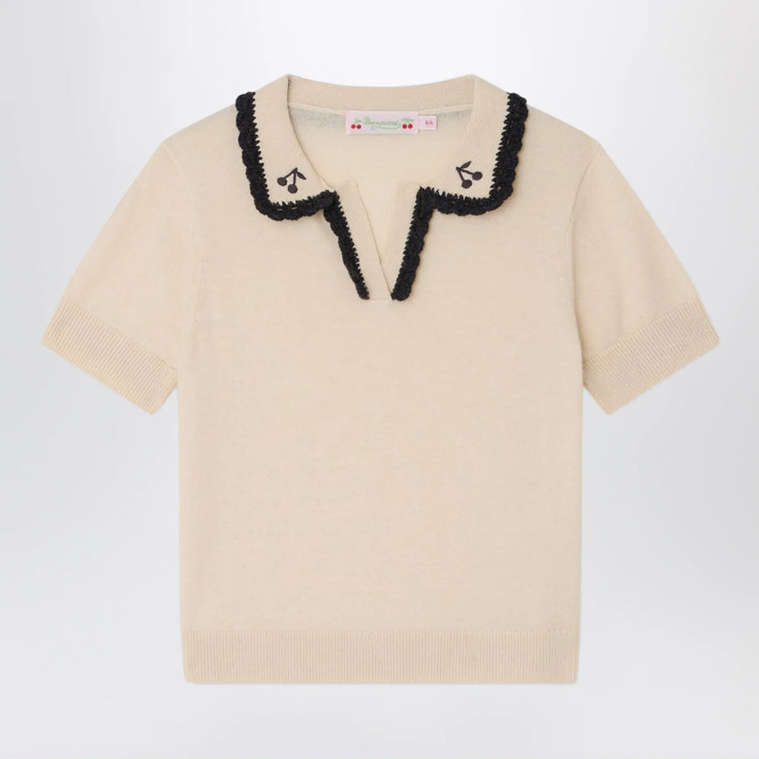 Bonpoint - Lisette écru wool and cotton blend sweater Brand Apparel &amp; Accessories > Clothing > Shirts &amp; Tops 6