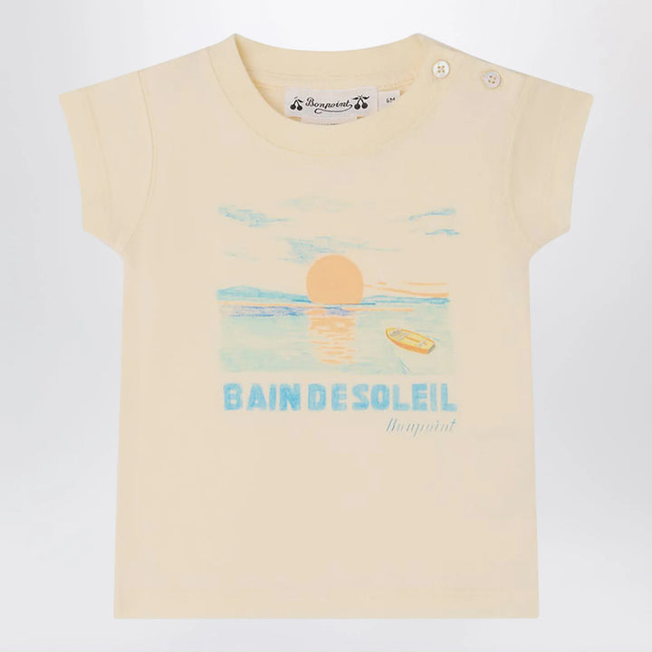 Bonpoint - T-shirt Tom ecru with Bain de Soleil print Brand Apparel &amp; Accessories > Clothing > Shirts &amp; Tops