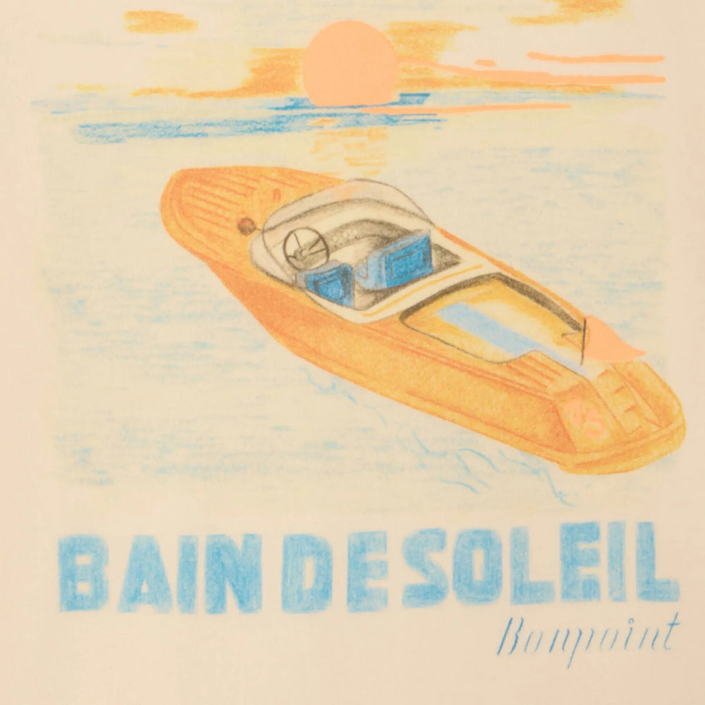 Bonpoint - Thibald écru T-shirt with Bain de Soleil print Brand Apparel & Accessories > Clothing > Shirts & Tops 10Y