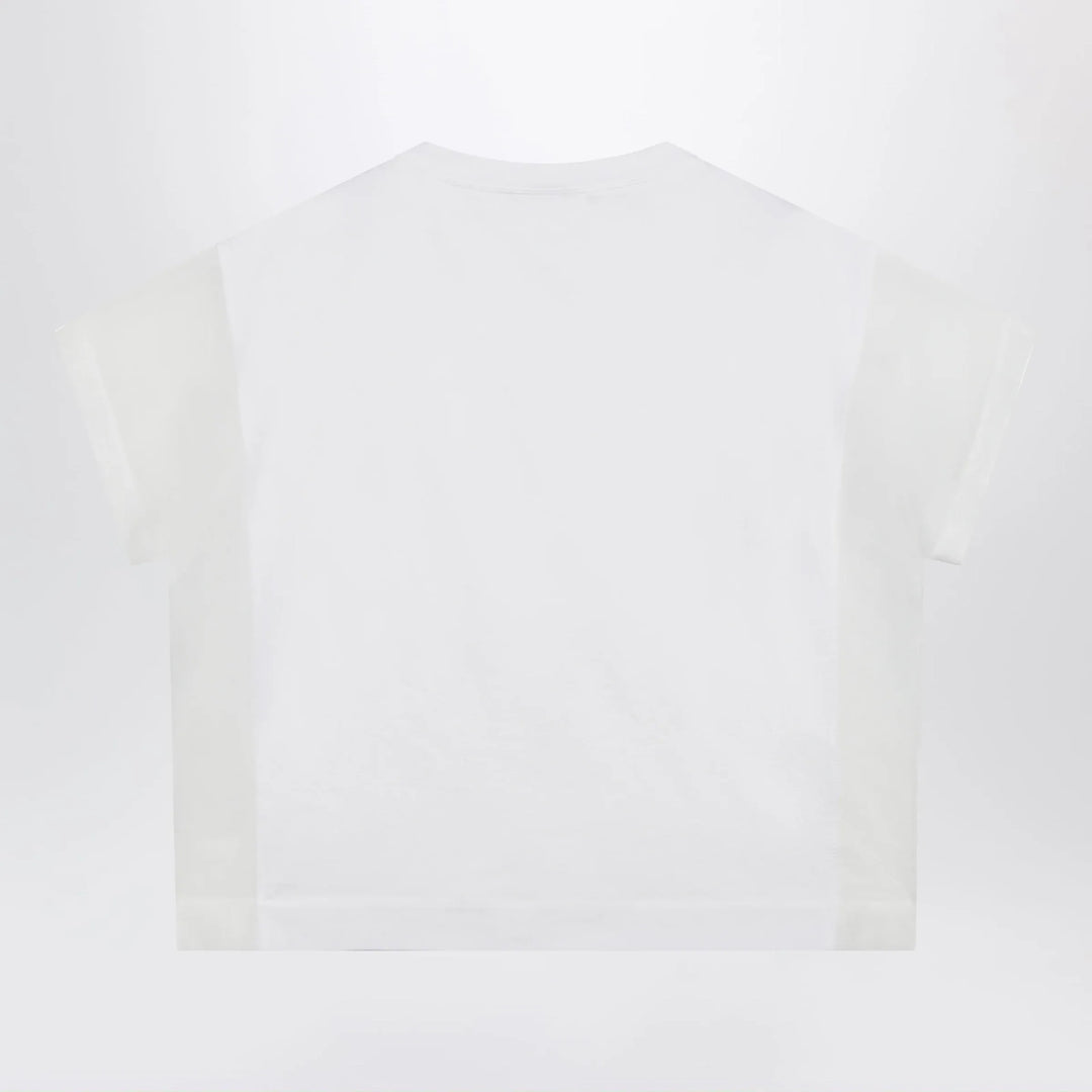 Brunello Cucinelli - T-shirt in cotton jersey and organza in white Brand Apparel &amp; Accessories > Clothing > Shirts &amp; Tops S