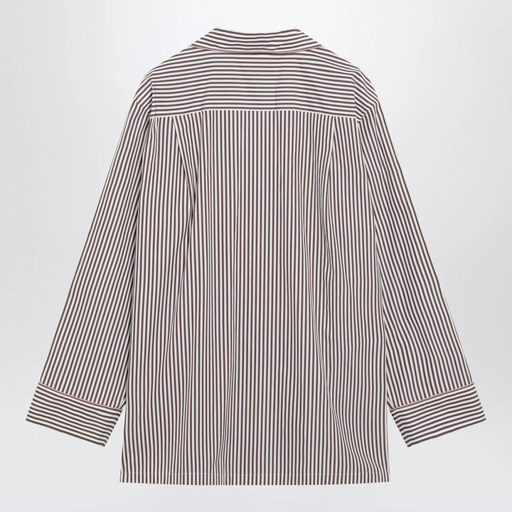 Dolce&amp;Gabbana - Brown striped cotton shirt with revere collar Brand Apparel &amp; Accessories > Clothing > Shirts &amp; Tops 42  IT