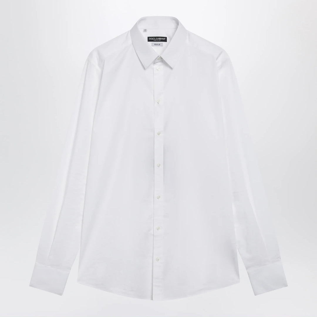 Dolce&amp;Gabbana - Gold Fit stretch poplin shirt in optical white Brand Apparel &amp; Accessories > Clothing > Shirts &amp; Tops 39