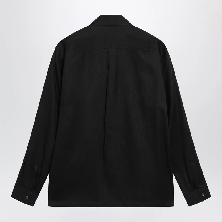 Dolce&amp;Gabbana - Hawaii-fit linen shirt with DG hardware in black Brand Apparel &amp; Accessories > Clothing > Shirts &amp; Tops