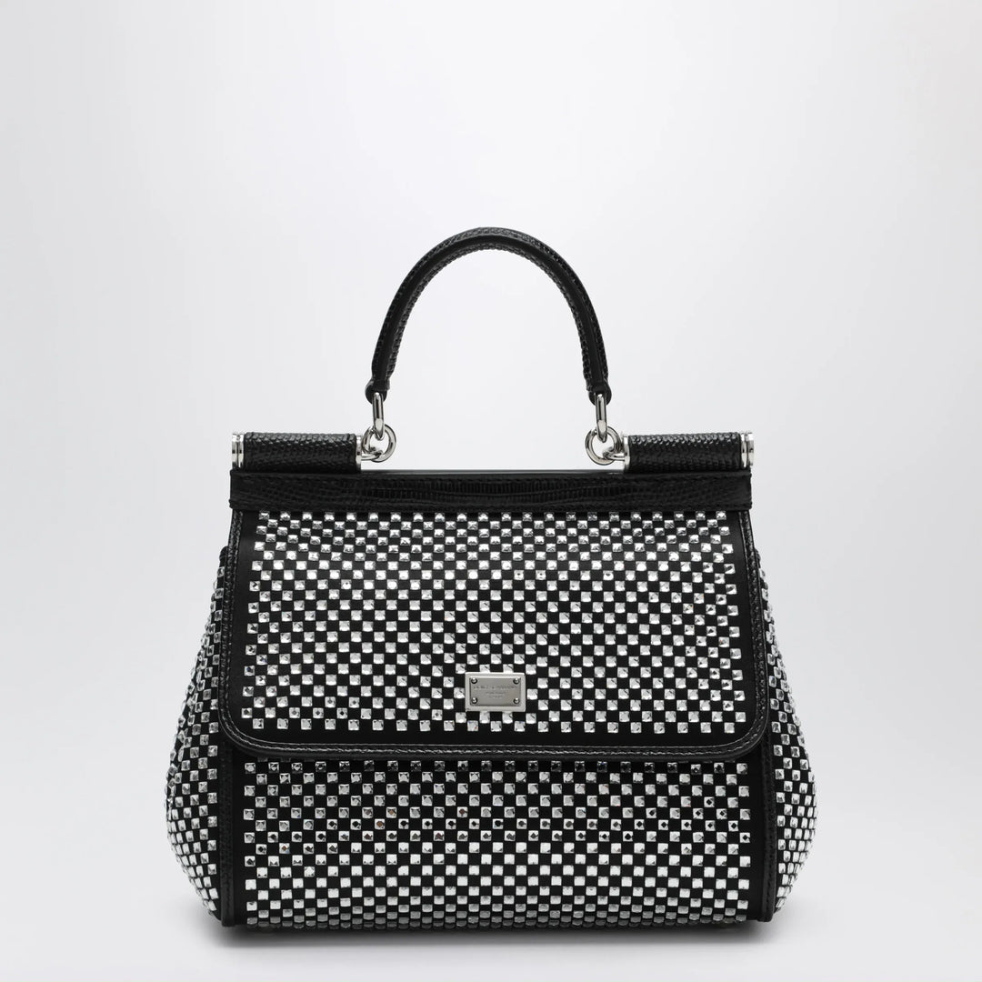 Dolce&amp;Gabbana - Sicily small black top-handle bag with crystals Brand Apparel &amp; Accessories > Clothing > Shirts &amp; Tops TU