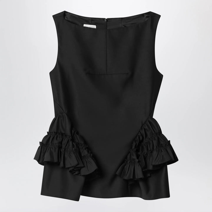Dries Van Noten - Black wool and silk ruffled top Brand Apparel &amp; Accessories > Clothing > Shirts &amp; Tops 38  FR