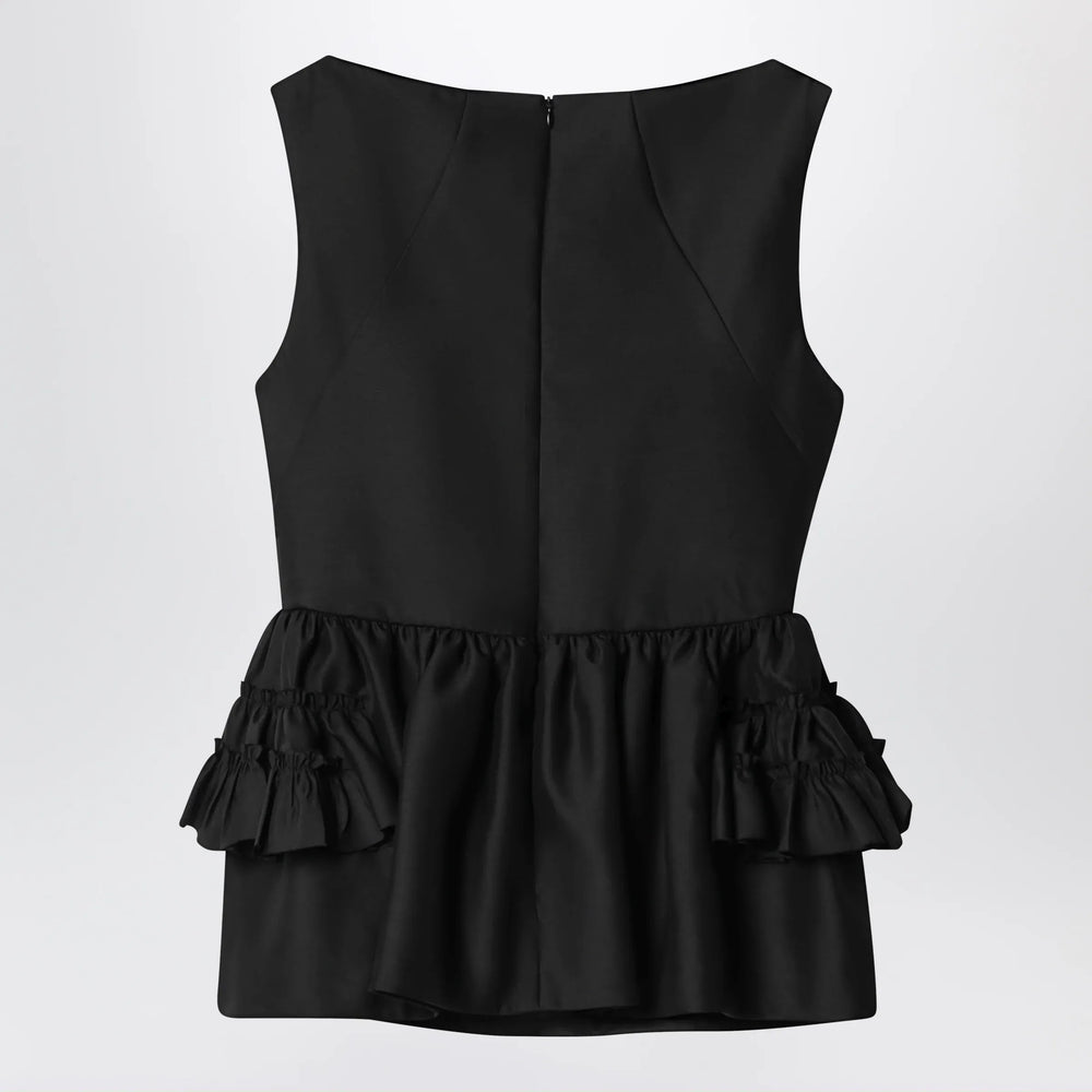 Dries Van Noten - Black wool and silk ruffled top Brand Apparel & Accessories > Clothing > Shirts & Tops 38  FR