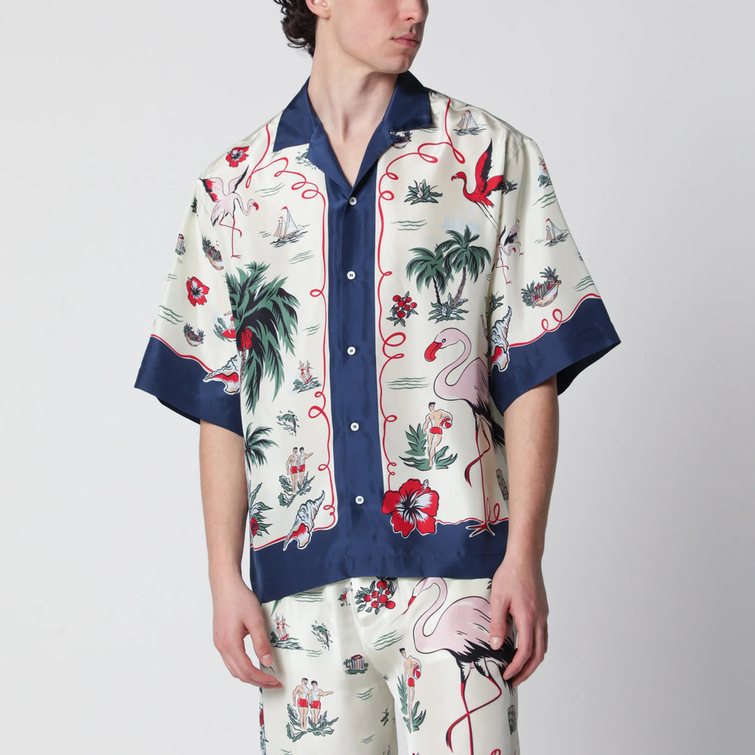 Dsquared2 - Aloha Souvenir silk bowling shirt in multicolor Brand Apparel & Accessories > Clothing > Shirts & Tops 48 IT