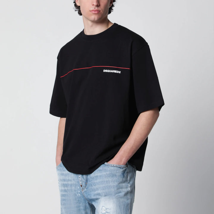 Dsquared2 - Loose-fit cotton jersey T-shirt with logo in black Brand Apparel &amp; Accessories > Clothing > Shirts &amp; Tops S