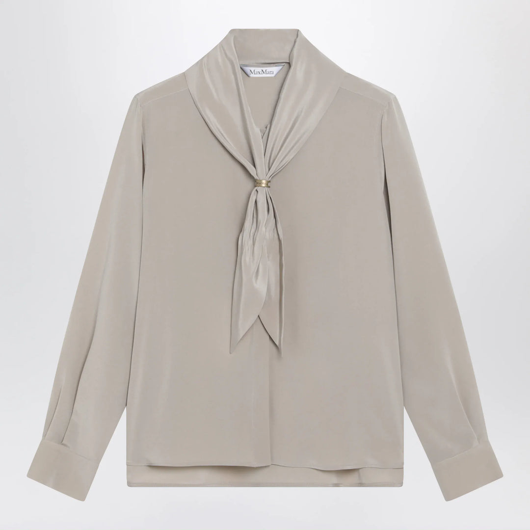 Max Mara - Rock beige silk blouse with scarf Brand Apparel &amp; Accessories > Clothing > Shirts &amp; Tops 40  IT