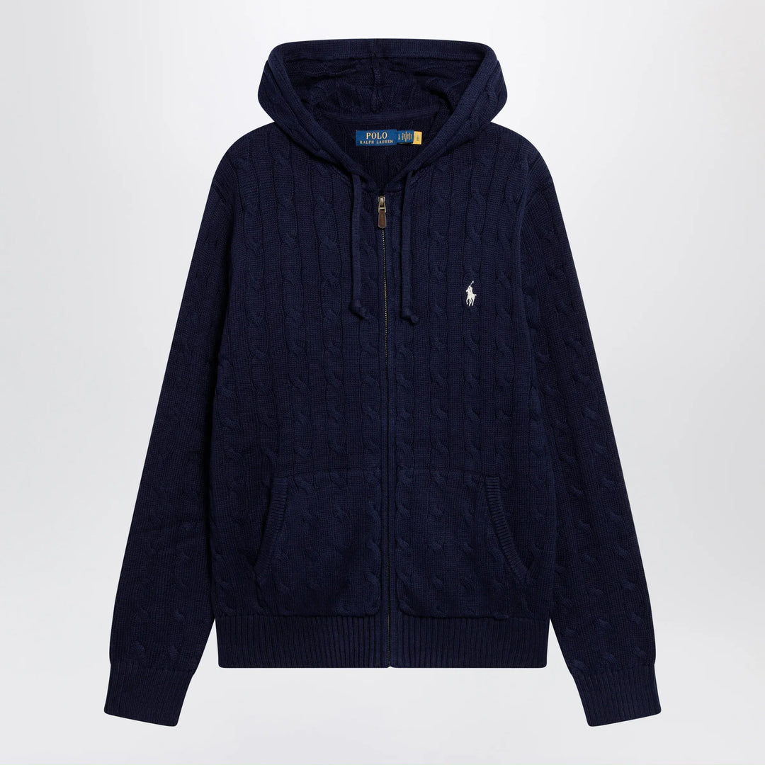 Polo Ralph Lauren - Navy blue cotton cable-knit zip-up cardigan Brand Apparel &amp; Accessories > Clothing > Shirts &amp; Tops S