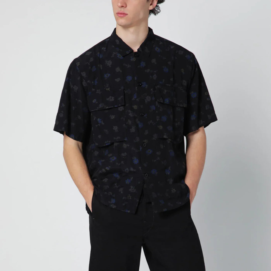 Sacai - Black shirt with floral print Brand Apparel &amp; Accessories > Clothing > Shirts &amp; Tops