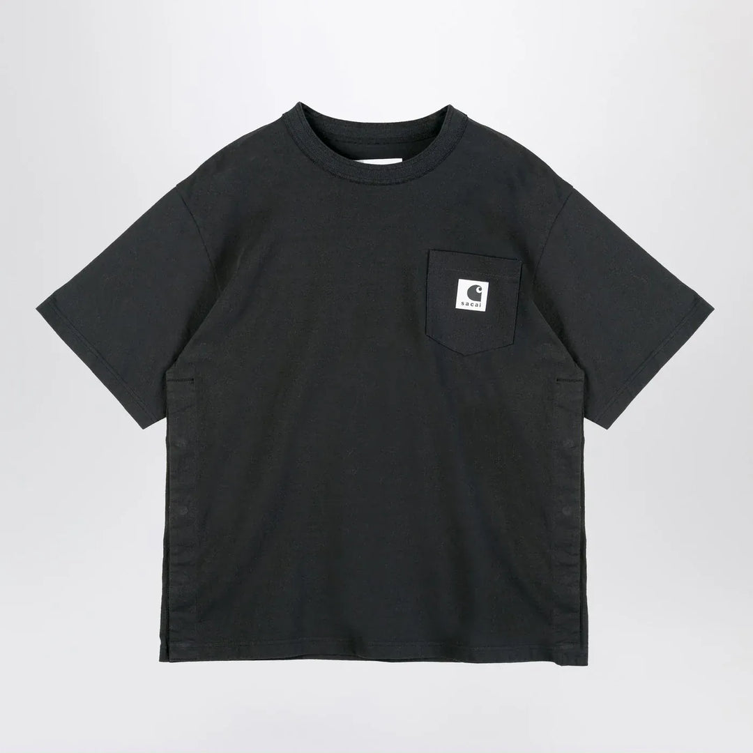 Sacai x Carhartt WIP - Black cotton T-shirt with logo patch Brand Apparel &amp; Accessories > Clothing > Shirts &amp; Tops 1