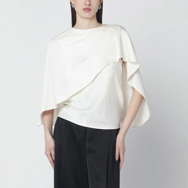 SIMKHAI - Eliora cream satin blouse Brand Apparel &amp; Accessories > Clothing > Shirts &amp; Tops M