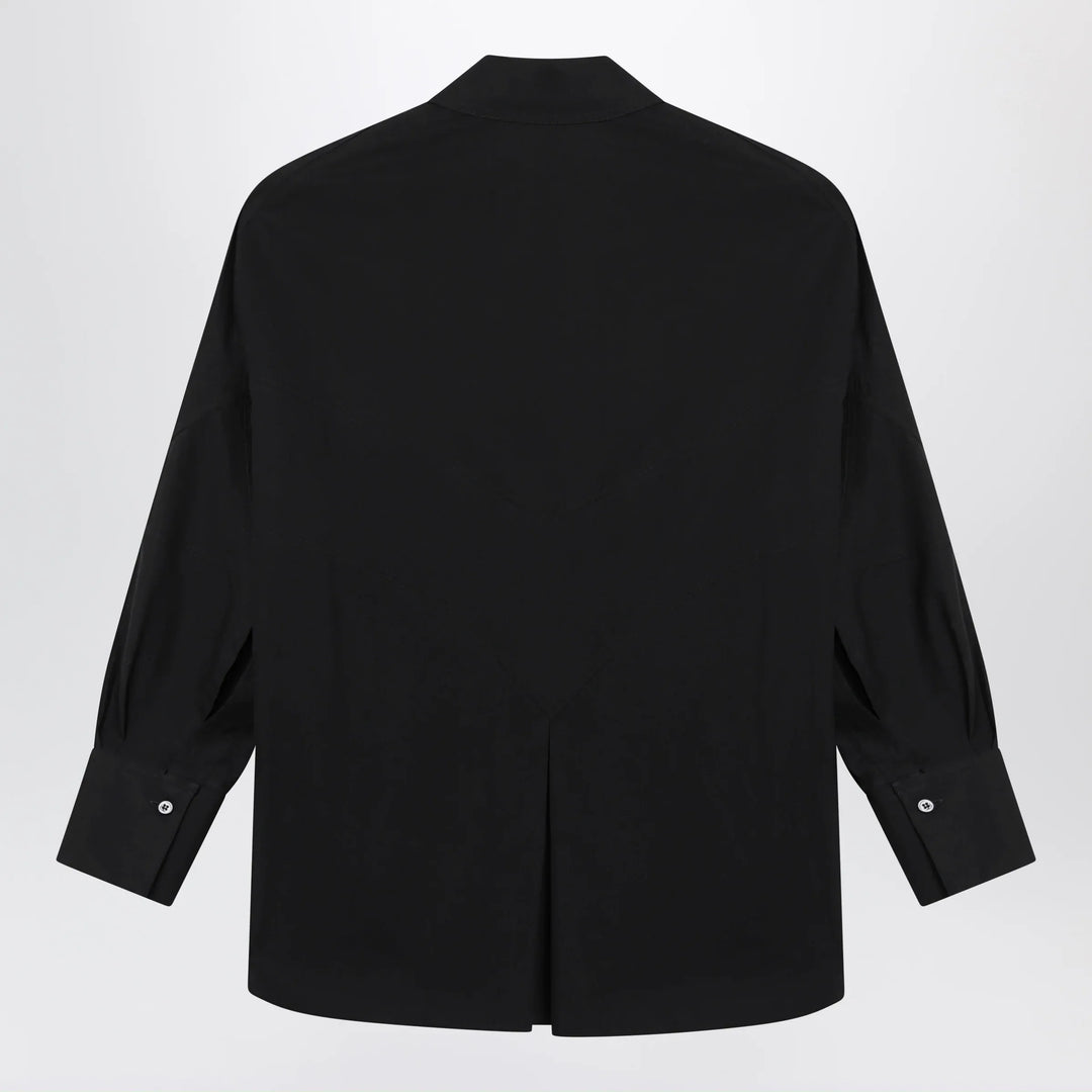 The Attico - Black cotton shirt with logo Brand Apparel &amp; Accessories > Clothing > Shirts &amp; Tops