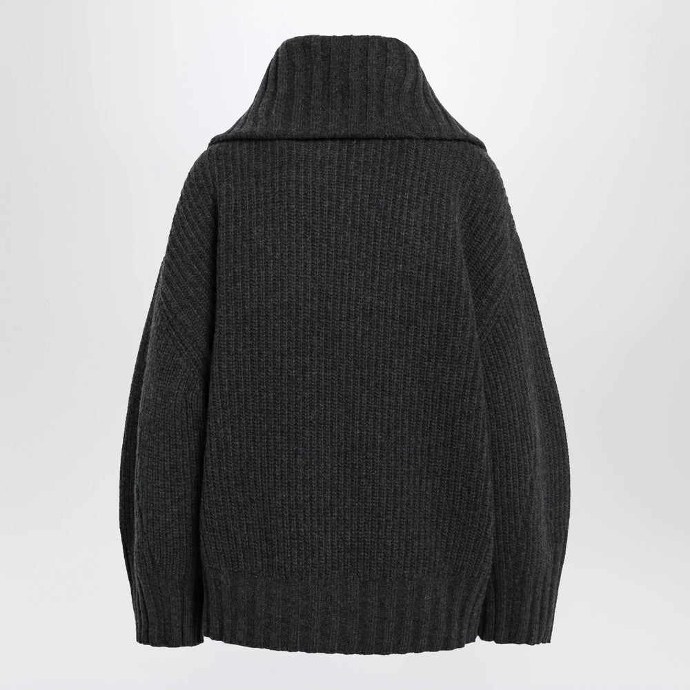 The Attico - Dark grey wool and cashmere sweater with zip Brand Apparel & Accessories > Clothing > Shirts & Tops 42  IT