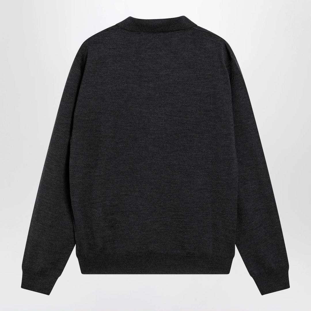 Valentino - Wool polo shirt with VLogo embroidery in anthracite Brand Apparel &amp; Accessories > Clothing > Shirts &amp; Tops