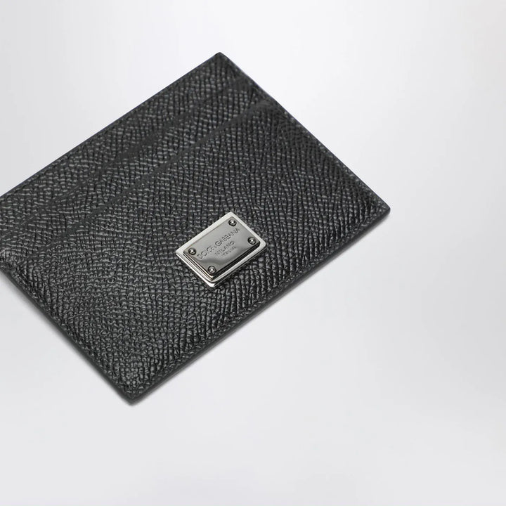 Dolce&amp;Gabbana - Black dauphine leather card holder with logo plaque Brand Apparel &amp; Accessories TU