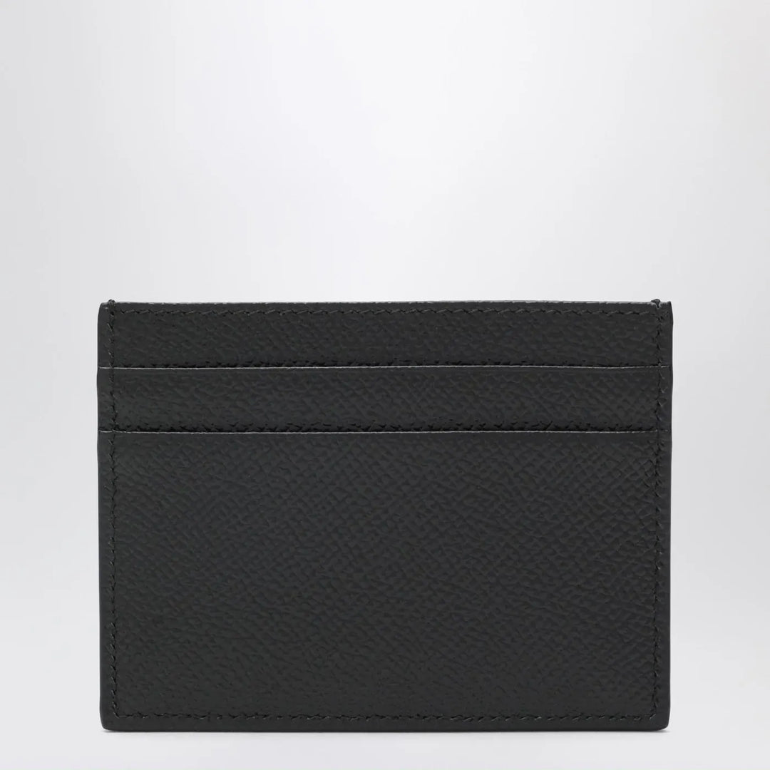 Dolce&amp;Gabbana - Black dauphine leather card holder with logo plaque Brand Apparel &amp; Accessories TU