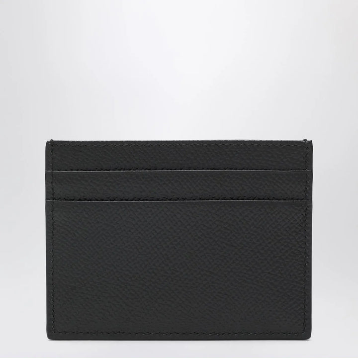 Dolce&amp;Gabbana - Black dauphine leather card holder with logo plaque Brand Apparel &amp; Accessories TU