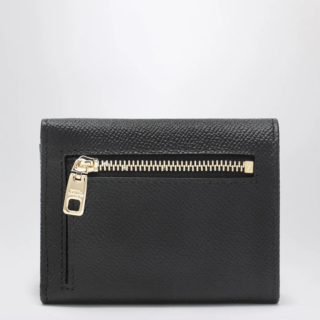 Dolce&amp;Gabbana - Black dauphine leather wallet with logo plaque Brand Apparel &amp; Accessories TU