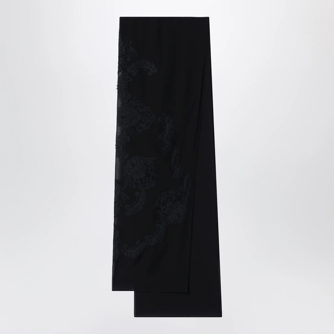 Dolce&amp;Gabbana - Black silk stole with floral embroidery Brand Apparel &amp; Accessories TU