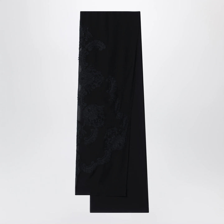 Dolce&amp;Gabbana - Black silk stole with floral embroidery Brand Apparel &amp; Accessories TU