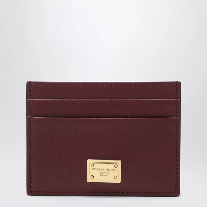 Dolce&amp;Gabbana - Bordeaux leather cardholder with logo plate Brand Apparel &amp; Accessories TU